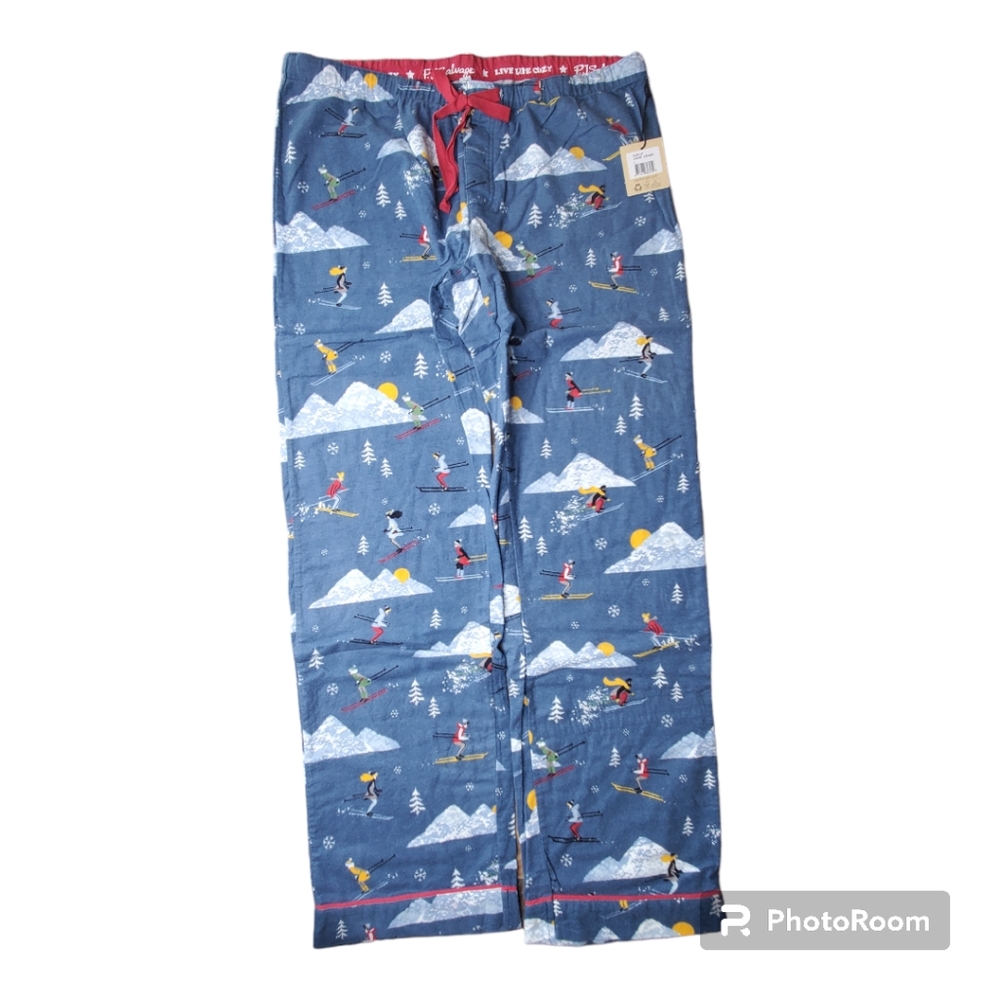 PJ Salvage apres ski flannel lounge pajama pants blue large - Picture 4 of 6
